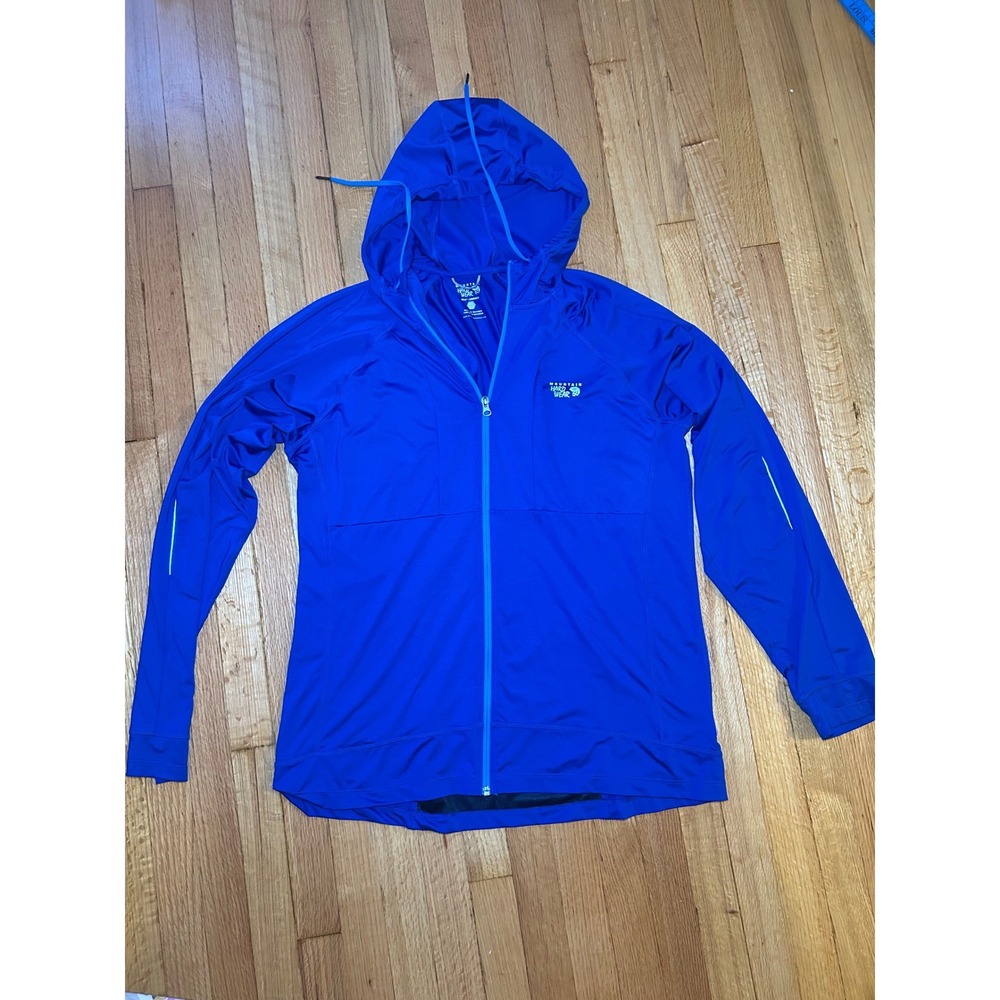 Mountain Hardwear Mens XXL Blue Full Zip Hooded Jacket Reflective OM4624